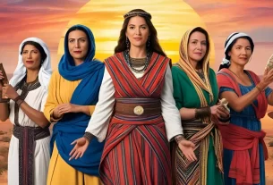 imagem com cinco mulheres com roupas bem características para representar as filhas de zelofeade