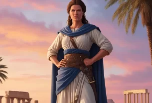 mulher vestida de maneira que caracterize a profetisa Débora.