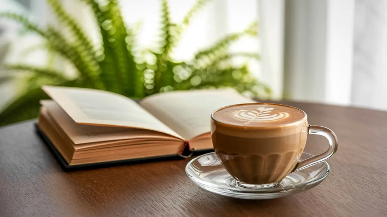 mesa com xícara e livro ideia de organizar a vida com a presença de Deus
